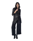 TRUDY giacca in pelle con frange e dettagli in tulle, modello elegante per un look audace.